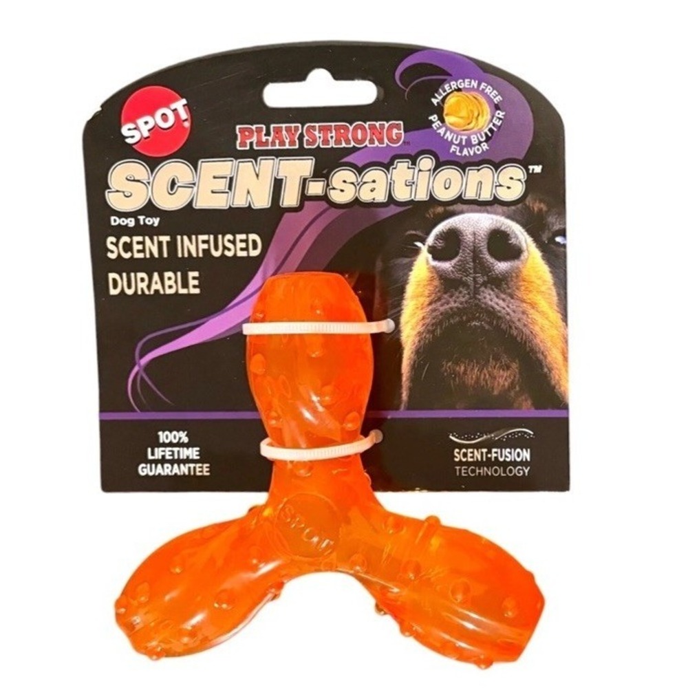 SPOT Scent-Sations Trident Dog Toy Durable Lifetime Warranty Peanut Butter